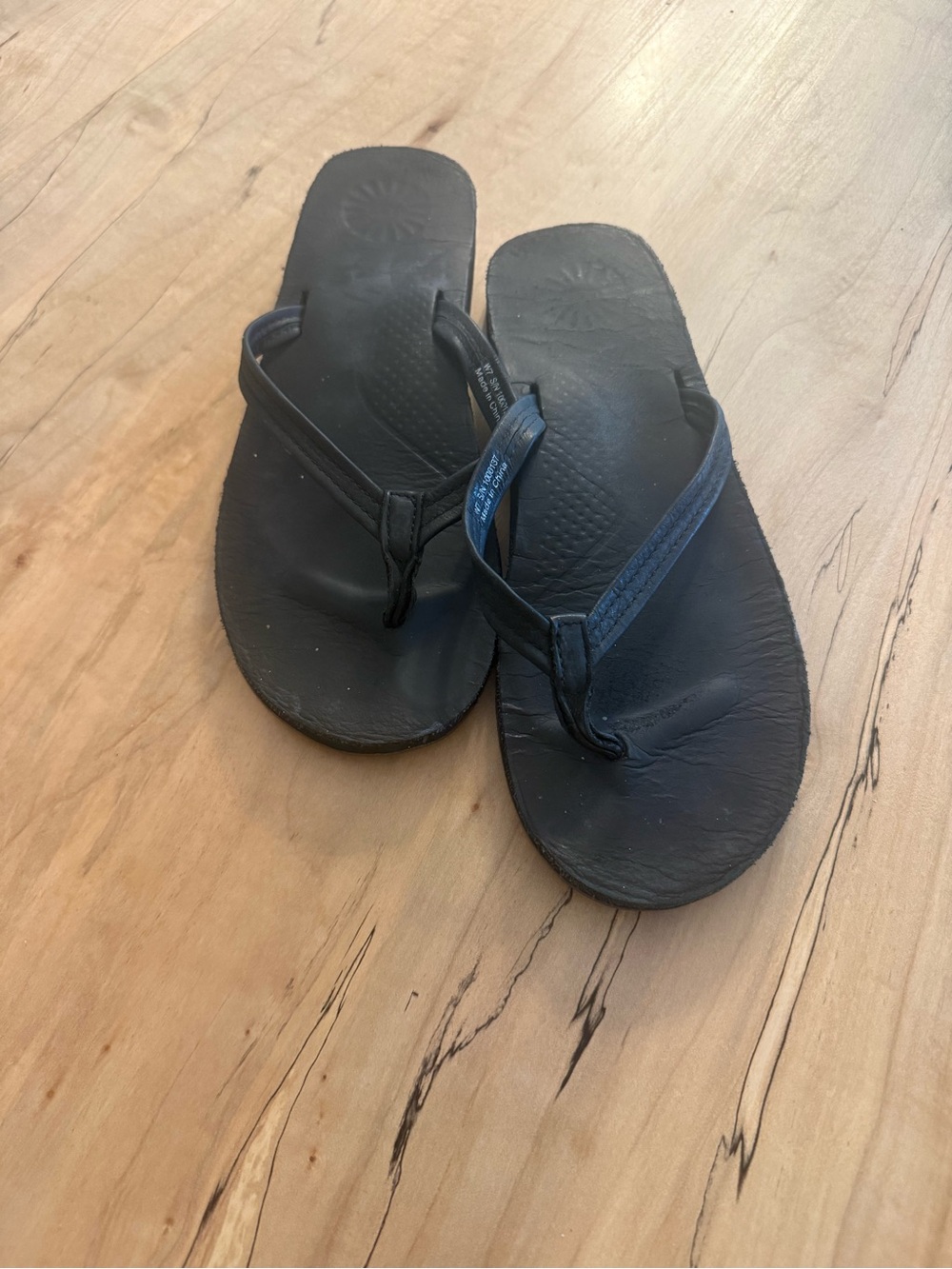 UGG Black Leather Flip Flop Sandals
